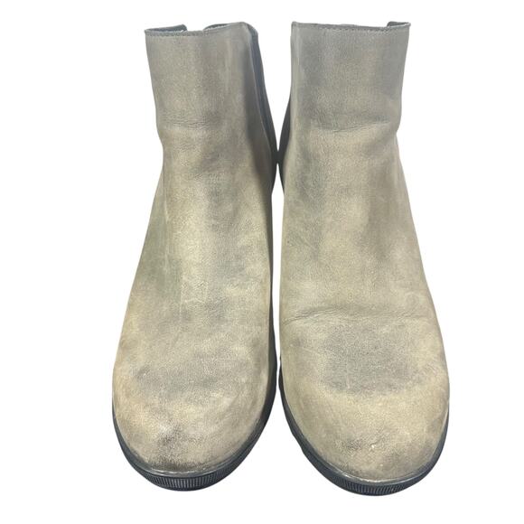 Sorel Joan of arctic Wedge Booties Sz 9 leather Waterproof Side Zip Taupe Boots - Picture 9 of 10